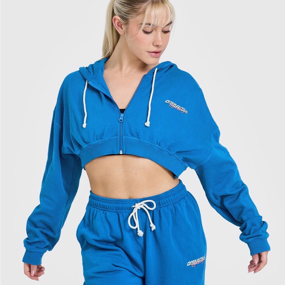 Oner Active RAW LOUNGE CROP ZIP THROUGH HOODIE WITH GRAPHIC